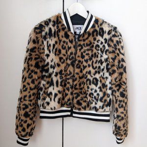 NWT JACK by BB DAKOTA Cat Power Leopard Bomber Jacket Size XS